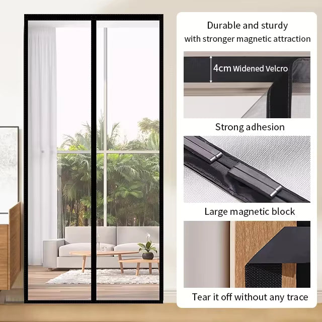 Magnetic Door Screen Custom Size Mosquito Net Curtain Fly Insect Automatic Closing Invisible Mesh For Kitchen indoor living room