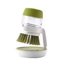 Multi-Use Kitchen Dish Brush, Soap Dispensing Palm Brush with Tray, Universal Scrub Brush for Household Cleaning