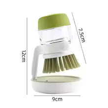 Multi-Use Kitchen Dish Brush, Soap Dispensing Palm Brush with Tray, Universal Scrub Brush for Household Cleaning